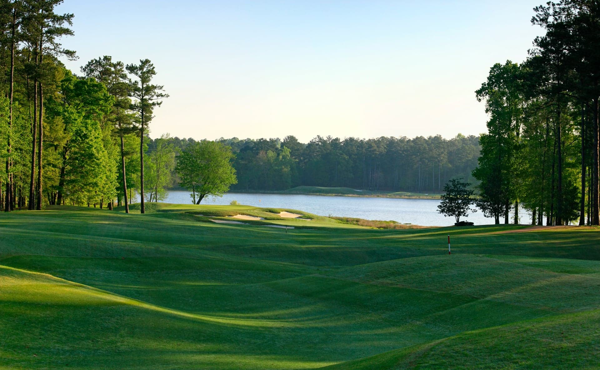 The Links course at Grand National on the Robert Trent Jones Golf Trail in Opelika, Alabama, set in wooded terrain at the Lake Saugahatchee site.