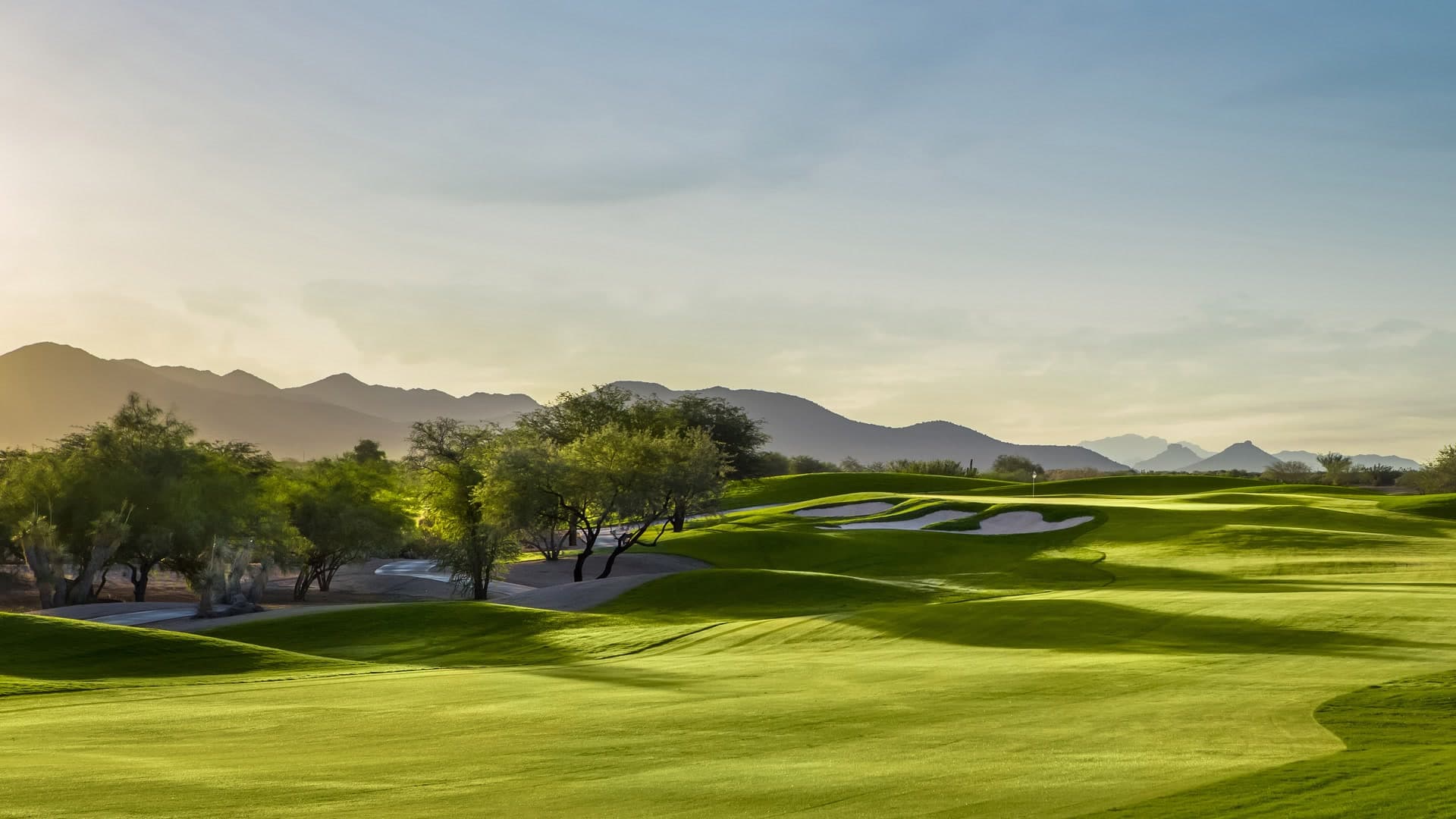 TPC Scottsdale golf course at sunrise