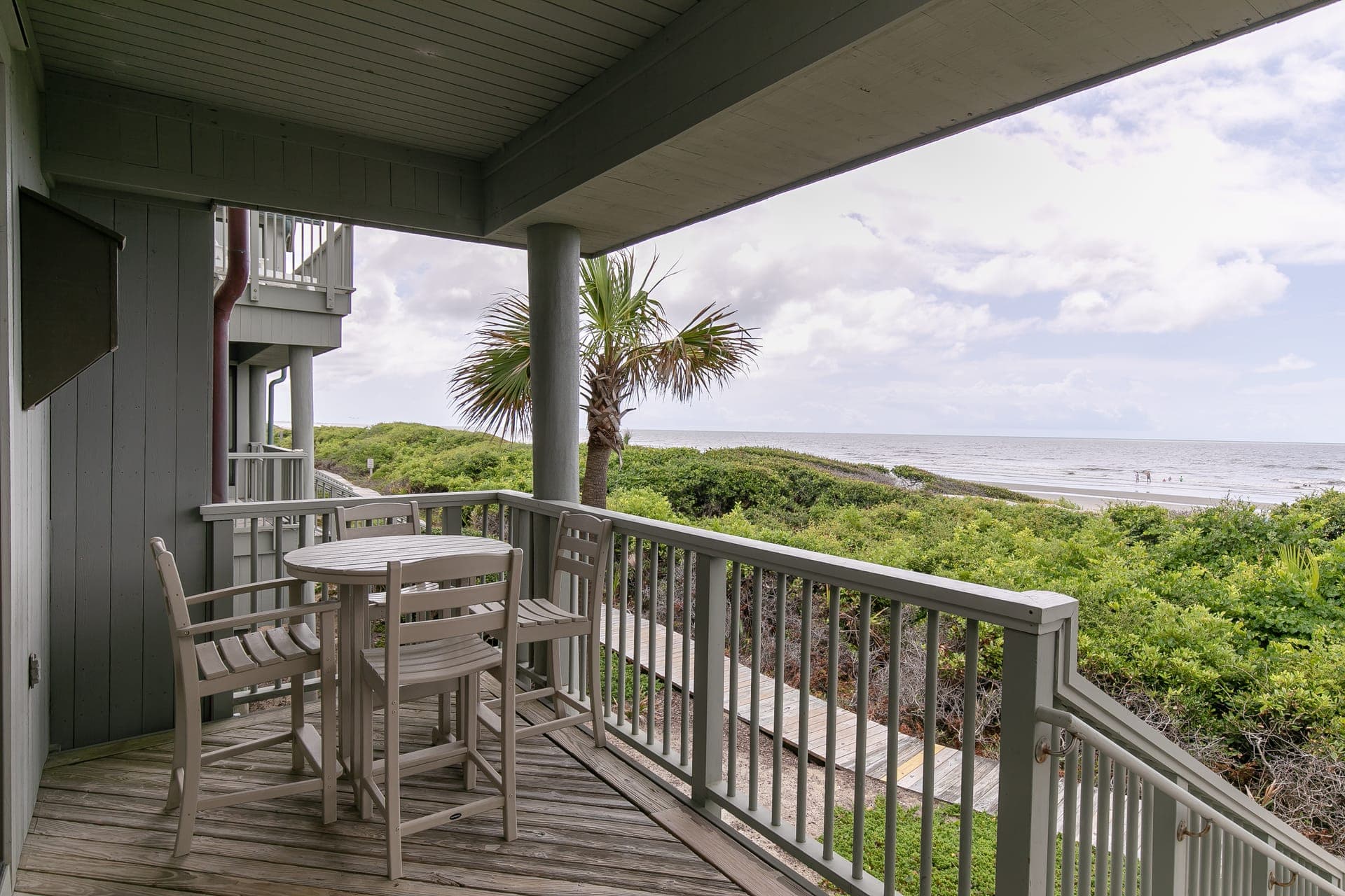 Beachfront villa porch overlooking the dunes and Atlantic at Kiawah Island Golf Resort